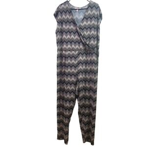 Harlow & Rose Jumpsuit Womans 3XL Chevron Texture Stretchy Mature Sleeveless